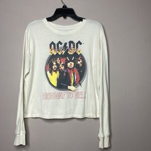 AC/DC Highway To Hell Cream T Shirt Long Sleeve‎ Women Size L